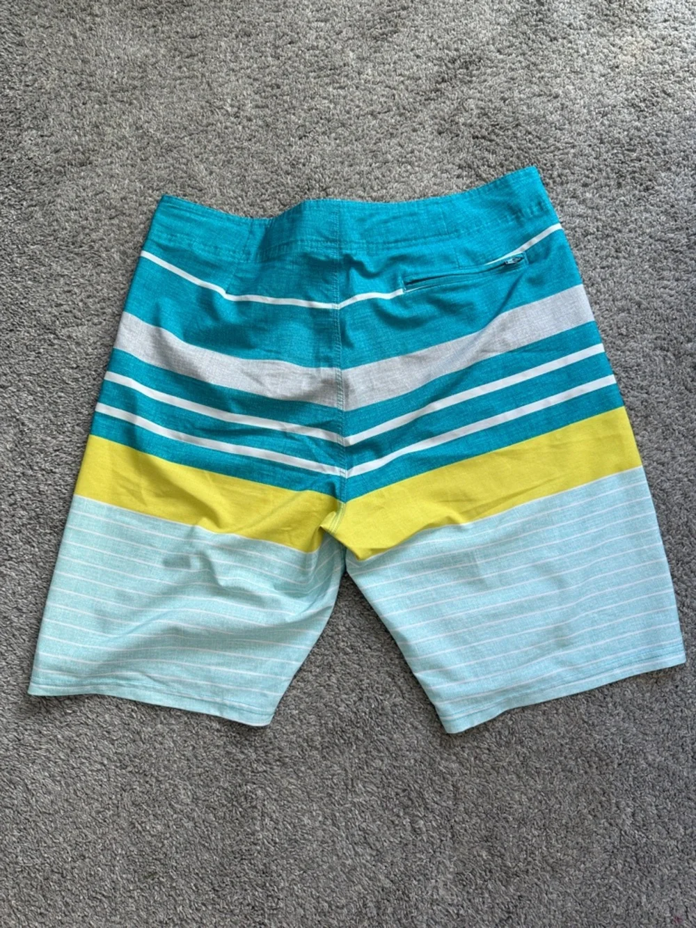 Old Navy | Striped Teal, Yellow & Light Blue Swim Board Shorts
